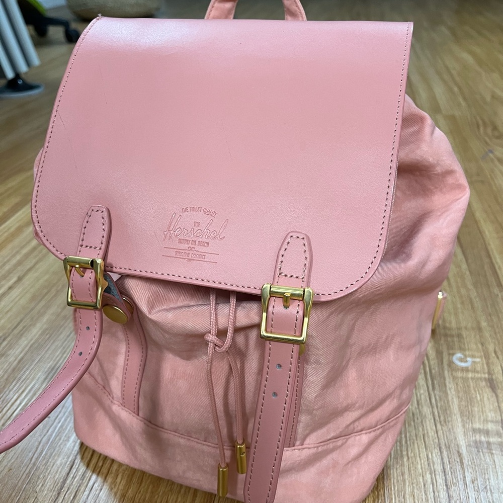 Herschel Supply Co. pink faux leather backpack with gold hardware finish